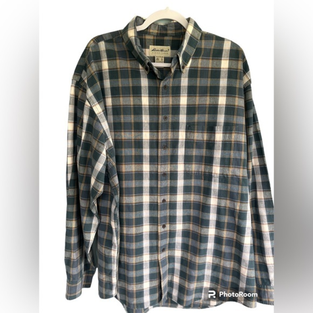 Vintage Eddie Bauer Mens‎ Flannel Long Sleeve Button Up Shirt